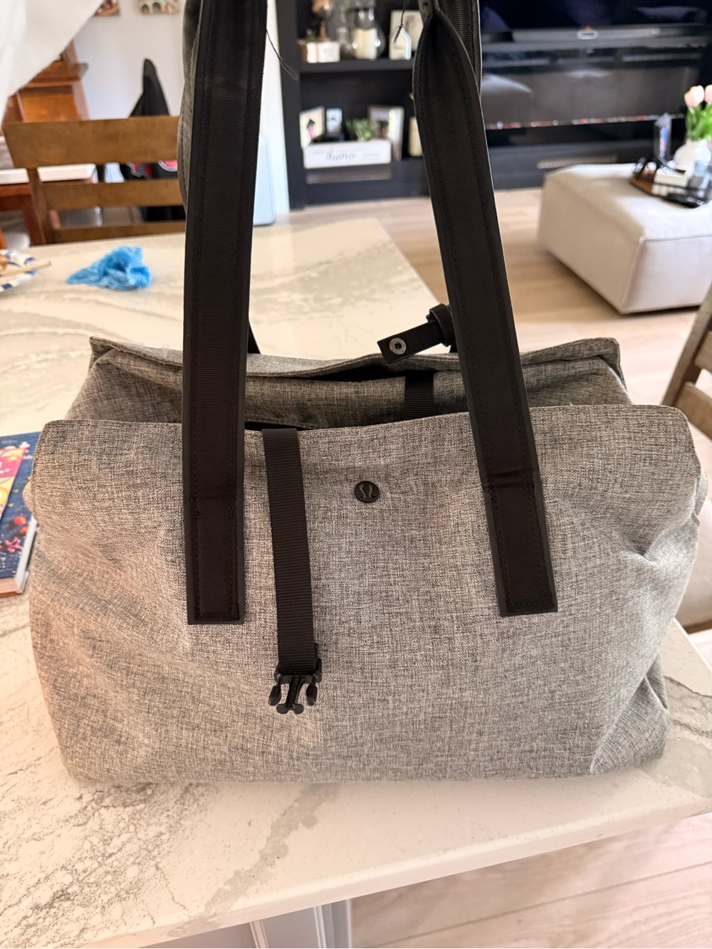 lululemon athletica Gray Duffel Tote with Black Straps
